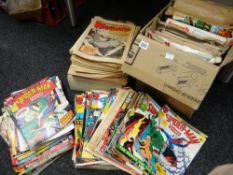 Two boxes of comics including Superman, War Lord ETC