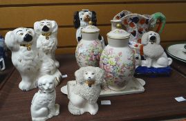 Various Staffordshire dogs, Staffordshire jug ETC Condition reports provided on request by email for