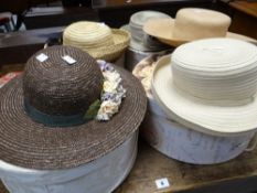 A collection of ladies modern summer bonnets in various hat boxes Condition reports provided on