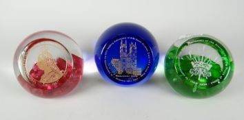 Three Caithness commemorative paperweights in original boxes (3) Condition reports provided on