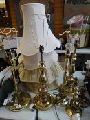 Parcel of brass effect table lamps & shades Condition reports provided on request by email for