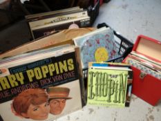 Parcel of LP and single records, mainly classical & easy listening together with a crate of framed