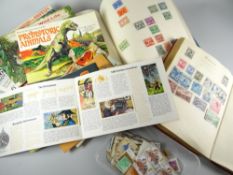 Nine Brooke Bond tea card albums and loose together with two All World stamp albums and small