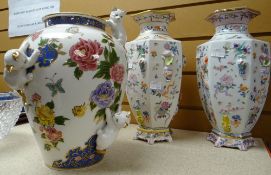 Three decorative Franklin Mint vases, Imperial cats and one hundred flowers Condition reports