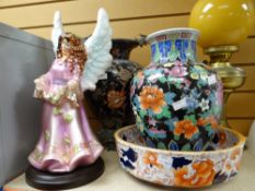 Two large Oriental decorated vases, Oriental decorated bowl ETC Condition reports provided on