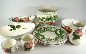 A collection of Llanelly pottery including rose decorated gondola shaped bowl, similar with