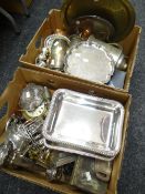 Two boxes of mainly various EPNS including toast racks, salvers ETC Condition reports provided on