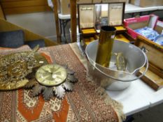 Brass shell case and trivet, wooden instrument box ETC Condition reports provided on request by