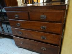 An antique oak chest of three long and two short drawers, 107cms h x 108cms l x 49cms d Condition