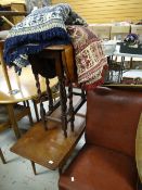 Two floral throws, a barley-twist gate leg table and a mid-century Long John coffee table together