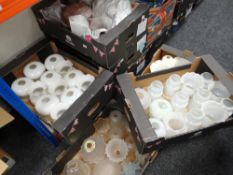 Eight boxes of various coloured, patterned and clear glass light shades Condition reports provided
