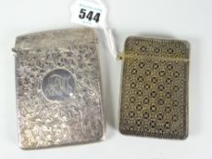 A foliate engraved silver card-case with monogram cartouche, Sheffield 1898, 2ozs and an unusual