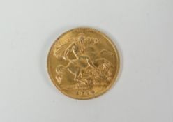 A gold half-sovereign dated 1914 Condition reports provided on request by email for this auction