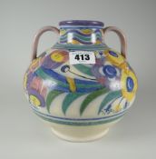 A good Poole pottery twin-handled vase, Carter Stabler Adams period and decorated with colourful
