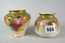 Two Royal Worcester porcelain pot-pourri vases (neither with covers), both typically decorated