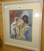 JENNY MAHONY pastel - kneeling nude study, unsigned, 31 x 24cms Condition reports provided on