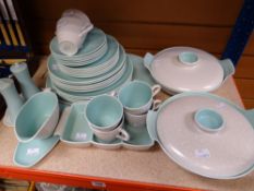 A parcel of vintage Poole pale green and pearl tea and dinnerware Condition reports provided on