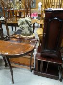 A reproduction bookcase, cabinet and half-moon table ETC Condition reports provided on request by