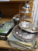 A parcel of EPNS, gramophone records, commemorative dish ETC Condition reports provided on request