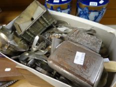 Shoe box containing parcel of EPNS and loose flatware Condition reports provided on request by email