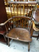 A primitive Welsh-type stick-back country elbow chair (distressed) Condition reports provided on