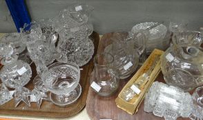 Two trays of various glassware, mainly jugs, small bowls ETC Condition reports provided on request