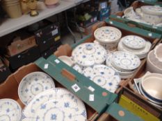 Three trays of blue Denmark tea & dinnerware Condition reports provided on request by email for this