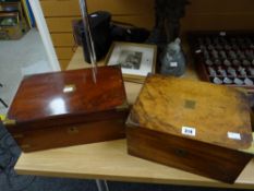 Two nineteenth century mahogany writing slopes with plated propelling pencil Condition reports