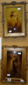 Two framed crystoleums of semi-nude females dancing, both 25 x 14cms Condition reports provided on