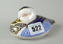 A Royal Crown Derby porcelain duck paperweight numbered XLIX Condition reports provided on request