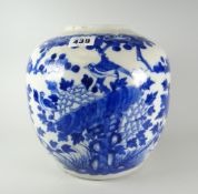 A nineteenth century Chinese provincial pottery provision jar with narrow neck decorated in