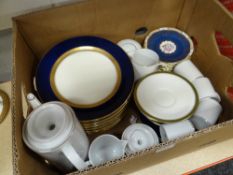 Blue and gold decorated dinner plates, continental coffee set, tea plates ETC Condition reports