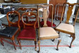 Five antique balloon-back chairs and a pair of splat-back chairs Condition reports provided on