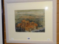 DOROTHY KIRKBRIDE watercolour - entitled 'Greek Village', 24 x 32cms Condition reports provided on