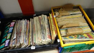 Two crates of mainly 1970s / 1980s comics including 2000AD, Avengers, Spiderman, Marvel etc (