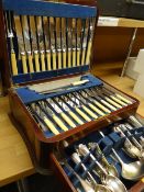 A good vintage canteen of bone handled cutlery Condition reports provided on request by email for