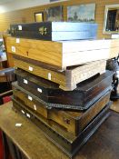 Six wooden cutlery boxes (empty) Condition reports provided on request by email for this auction