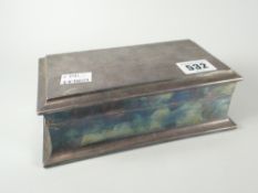 Silver rectangular two-section cigarette box engraved to the lid to 'Ivor A Ambrose F.I.C.S from