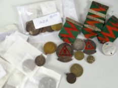 Wooden box of interesting British and foreign coinage including George III silver shilling, Advance