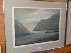 TOM MACKENZIE limited edition (56/75) aquatint etching - entitled 'The Black Rock', 46 x 65cms