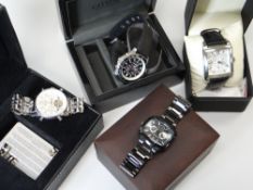 Sundry modern boxed designer gent's wristwatches including Hindenberg, Royal London, together with a