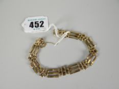 9ct gold three-bar gate bracelet, 11.7grams approx. Condition reports provided on request by email