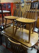 A mid-century drop-leaf table and kitchen table and four chairs Condition reports provided on