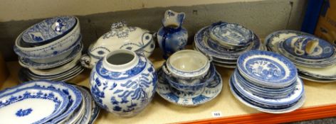 Parcel of various patterned blue and white dinnerware Condition reports provided on request by email