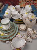 Collection of various patterned teaware including Paragon Duchess ETC Condition reports provided