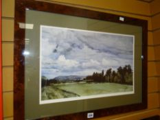 JAMES MORRISON limited edition (45/100) print - golf course with mountains in background, signed