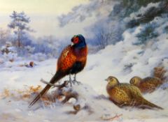 ARCHIBALD THORBURN limited edition (109/850) print - pheasants in the snow, 27 x 38cms