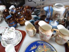 Lustre jugs, three graduated jugs, Ewenny, Wedgwood ETC Condition reports provided on request by