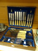 A vintage boxed set of cutlery retailed by Cross Brothers Ltd, Cardiff Condition reports provided on