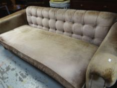 A modern button back velvet covered oversized settee, 75cms h x 235cms l x 106cms d Condition